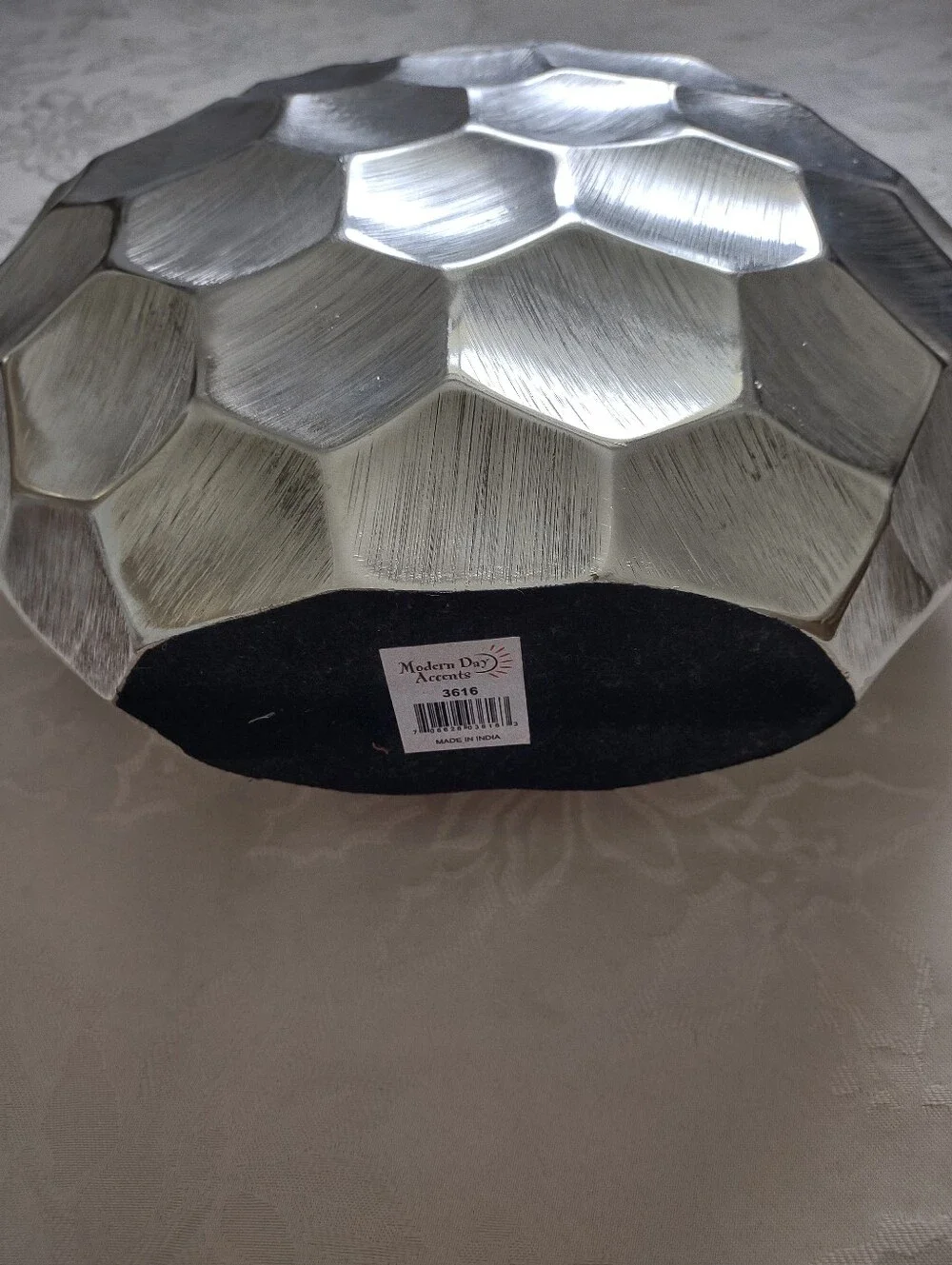 Modern Day Concepts Handcrafted Rock Like Faceted Silver Vase Decor